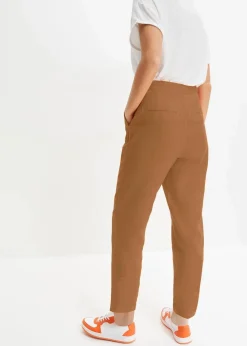 bonprix Nachhaltigere Materialien|Hosen^Verkürzte High-Waist-Hose aus Leinen-Viskose-Mix cognac braun