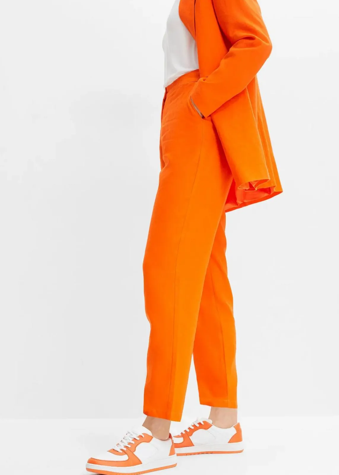 bonprix Bekleidung·Kleider|Hosen^Verkürzte High-Waist-Hose aus Leinen-Viskose-Mix warmorange