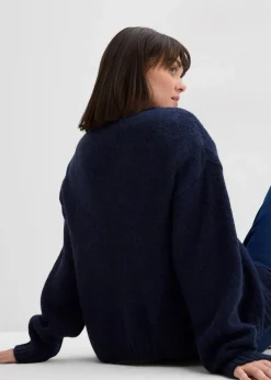 bonprix Pullover & Strickjacken|Bekleidung·Jeans^Verkürzte Oversize Grobstrickjacke dunkelblau