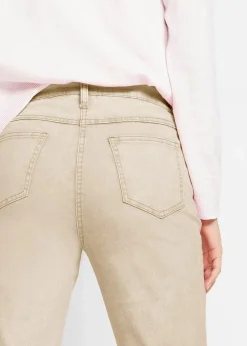 bonprix Bekleidung·Kleider|Hosen^Verkürzte Twill-Hose im Used-Look hellsand