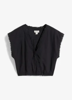 bonprix Blusen & Tuniken|Shirts & Tops^Verkürztes Blusentop schwarz