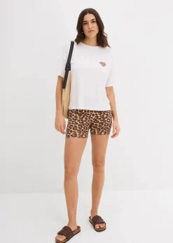 bonprix Shirts & Tops^Verkürztes Shirt mit überschnittener Schulter weiß/beige