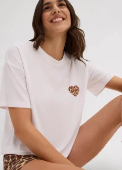 bonprix Shirts & Tops^Verkürztes Shirt mit überschnittener Schulter weiß/beige