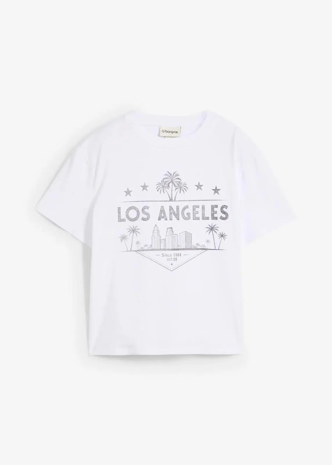 bonprix Shirts & Tops^Verkürztes T-Shirt aus Jersey weiß/schwarz bedruckt