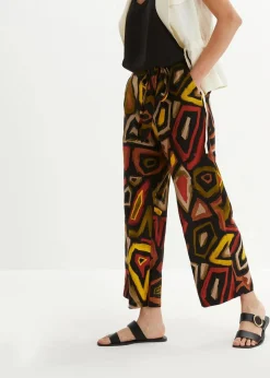 bonprix Bekleidung·Kleider|Hosen^Viscose-Culotte karminrot/schwarz graphisch bedruckt