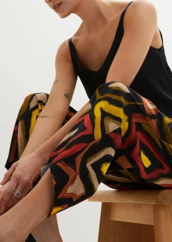 bonprix Bekleidung·Kleider|Hosen^Viscose-Culotte karminrot/schwarz graphisch bedruckt
