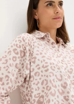 bonprix Bekleidung·Jacken & Mäntel|Blusen & Tuniken^Viskose- Bluse mit Fledermausärmeln wollweiß/silberlila/hellrosa