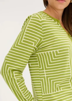 bonprix Shirts & Tops^Viskose Langarmshirt moos/naturbeige graphisch bedruckt