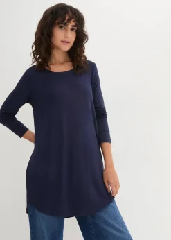 bonprix Shirts & Tops^Viskose Longshirt, Langarm dunkelblau