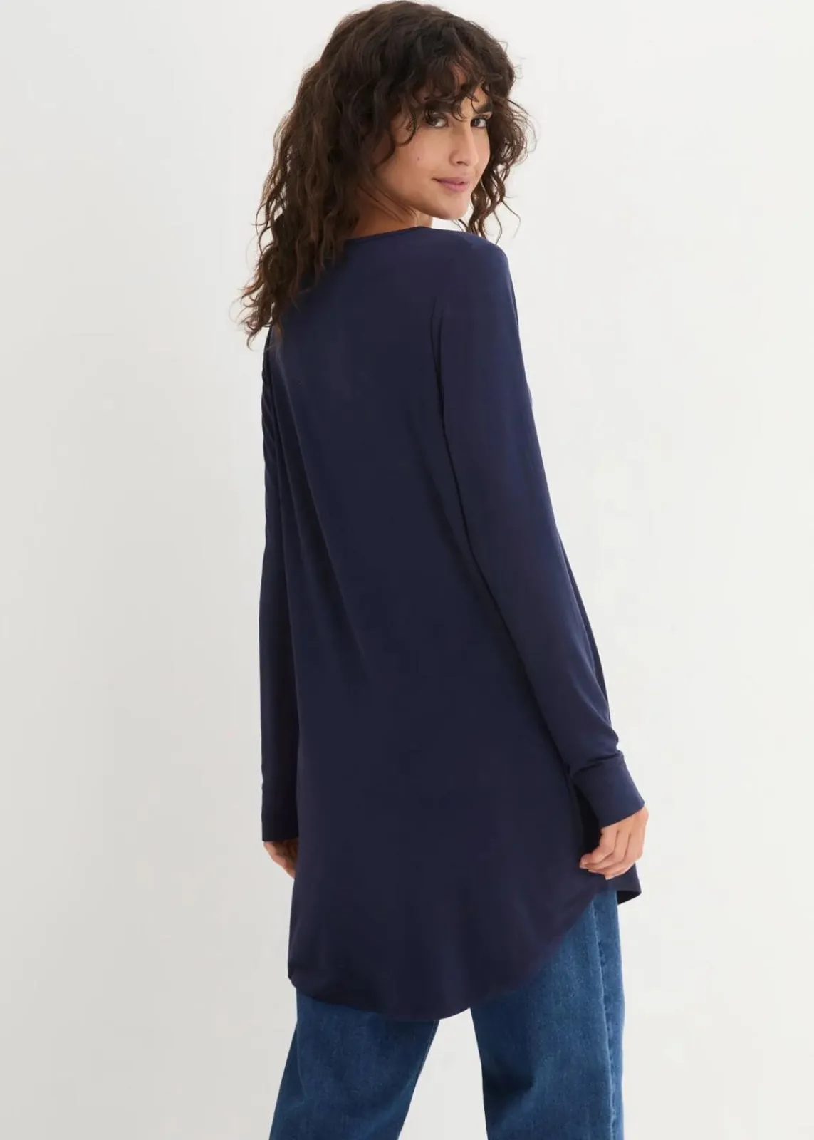 bonprix Shirts & Tops^Viskose Longshirt, Langarm dunkelblau