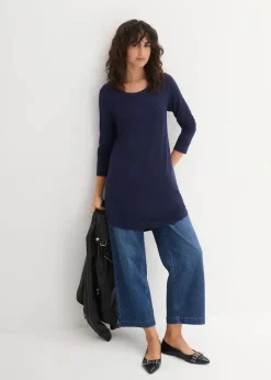 bonprix Shirts & Tops^Viskose Longshirt, Langarm dunkelblau