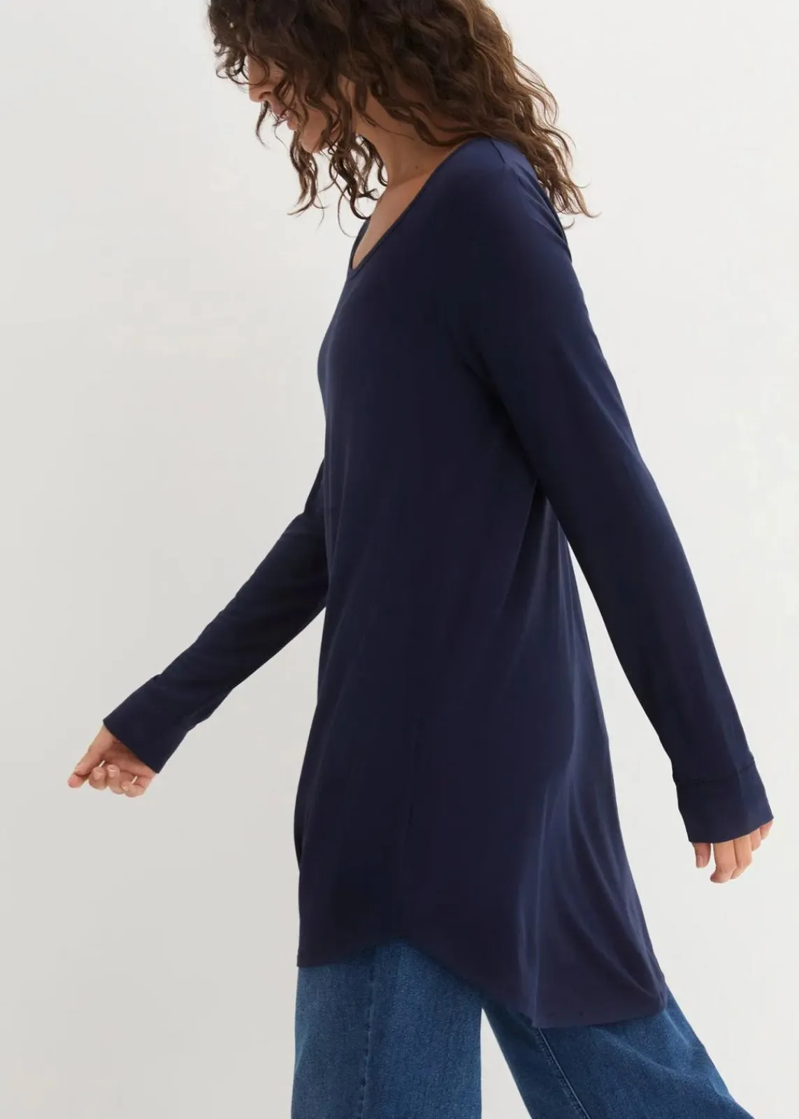 bonprix Shirts & Tops^Viskose Longshirt, Langarm dunkelblau