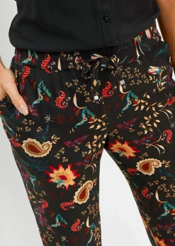 bonprix Bekleidung·Kleider|Hosen^Viskose Schlupfhose schwarz/chillirot paisley