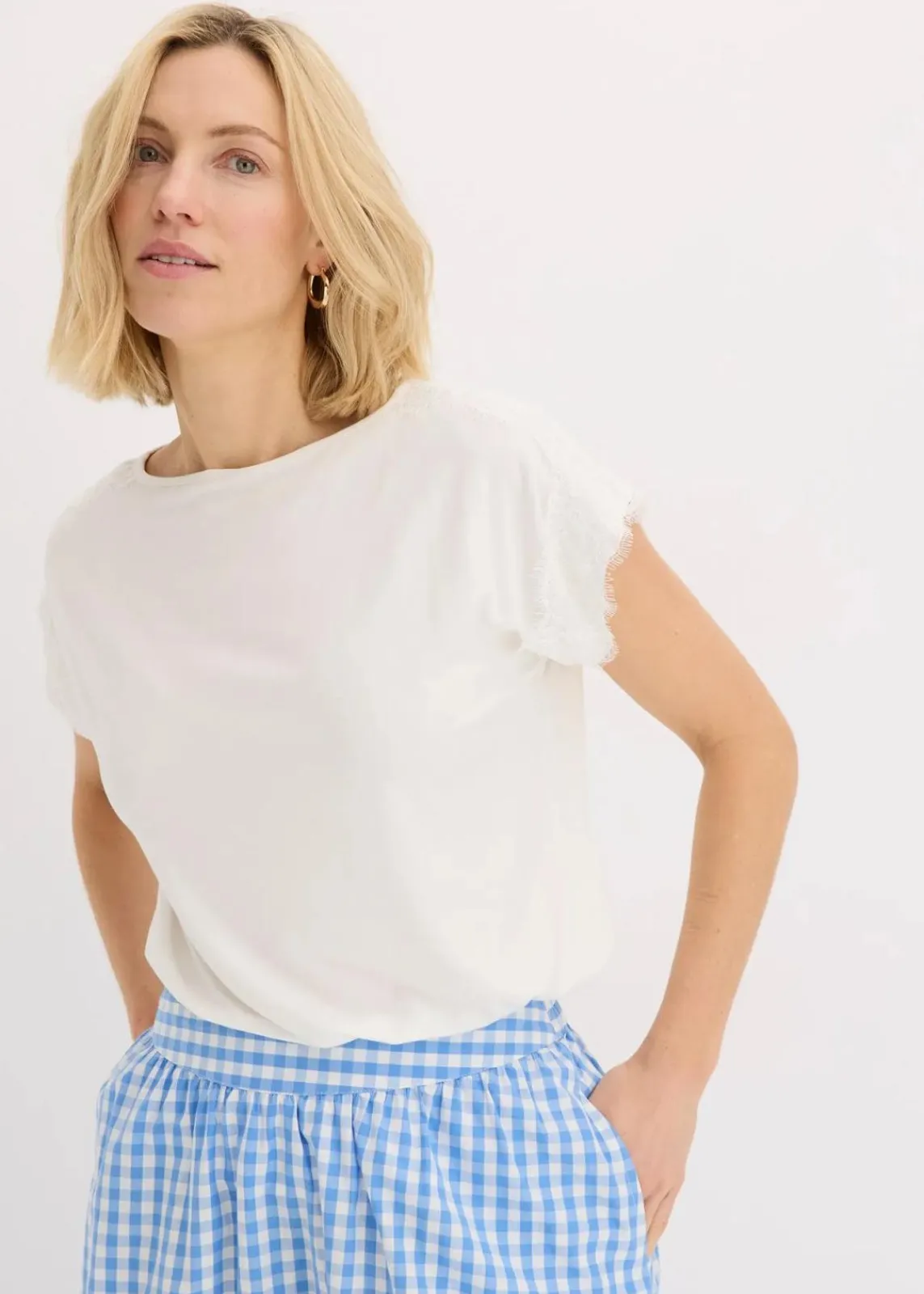 bonprix Shirts & Tops^Viskose Shirt mit Spitze wollweiß
