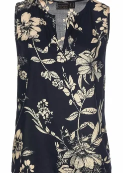 bonprix Shirts & Tops^Viskose Top dunkelblau/kieselbeige floral