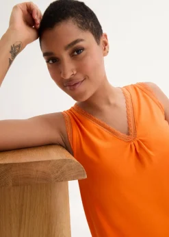bonprix Shirts & Tops^Viskose-Top mit Spitze warmorange