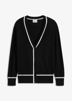 bonprix Bekleidung·Umstandsmode|Bekleidung·Jeans^V-Neck Cardigan schwarz/wollweiß
