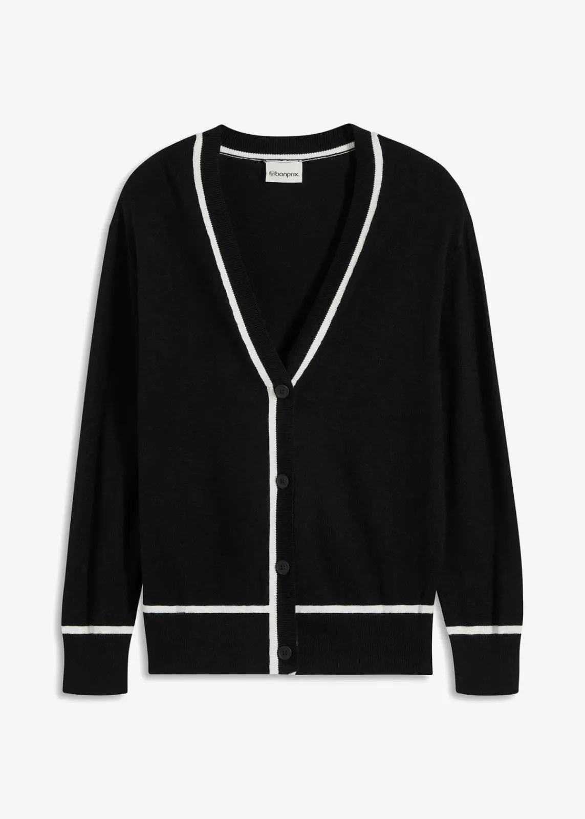 bonprix Bekleidung·Umstandsmode|Bekleidung·Jeans^V-Neck Cardigan schwarz/wollweiß
