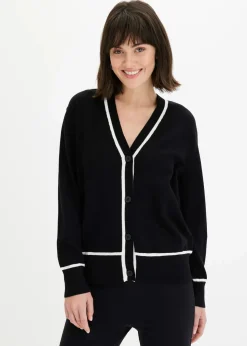 bonprix Bekleidung·Umstandsmode|Bekleidung·Jeans^V-Neck Cardigan schwarz/wollweiß