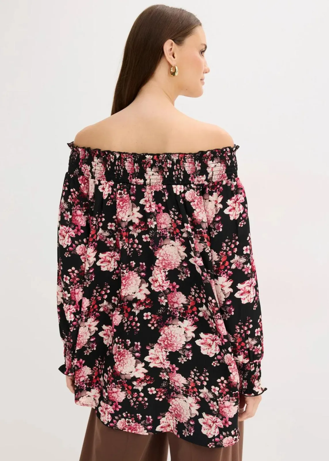 bonprix Blusen & Tuniken|Bekleidung·Jacken & Mäntel^Vokuhila-Bluse schwarz geblümt
