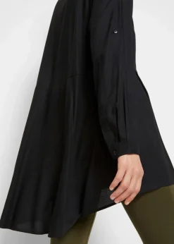 bonprix Bekleidung·Jacken & Mäntel|Blusen & Tuniken^Vokuhila-Bluse aus reiner Viskose schwarz