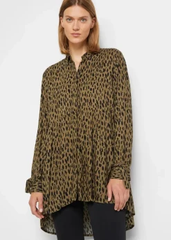 bonprix Bekleidung·Jacken & Mäntel|Blusen & Tuniken^Vokuhila-Bluse aus reiner Viskose schwarz/oliv bedruckt