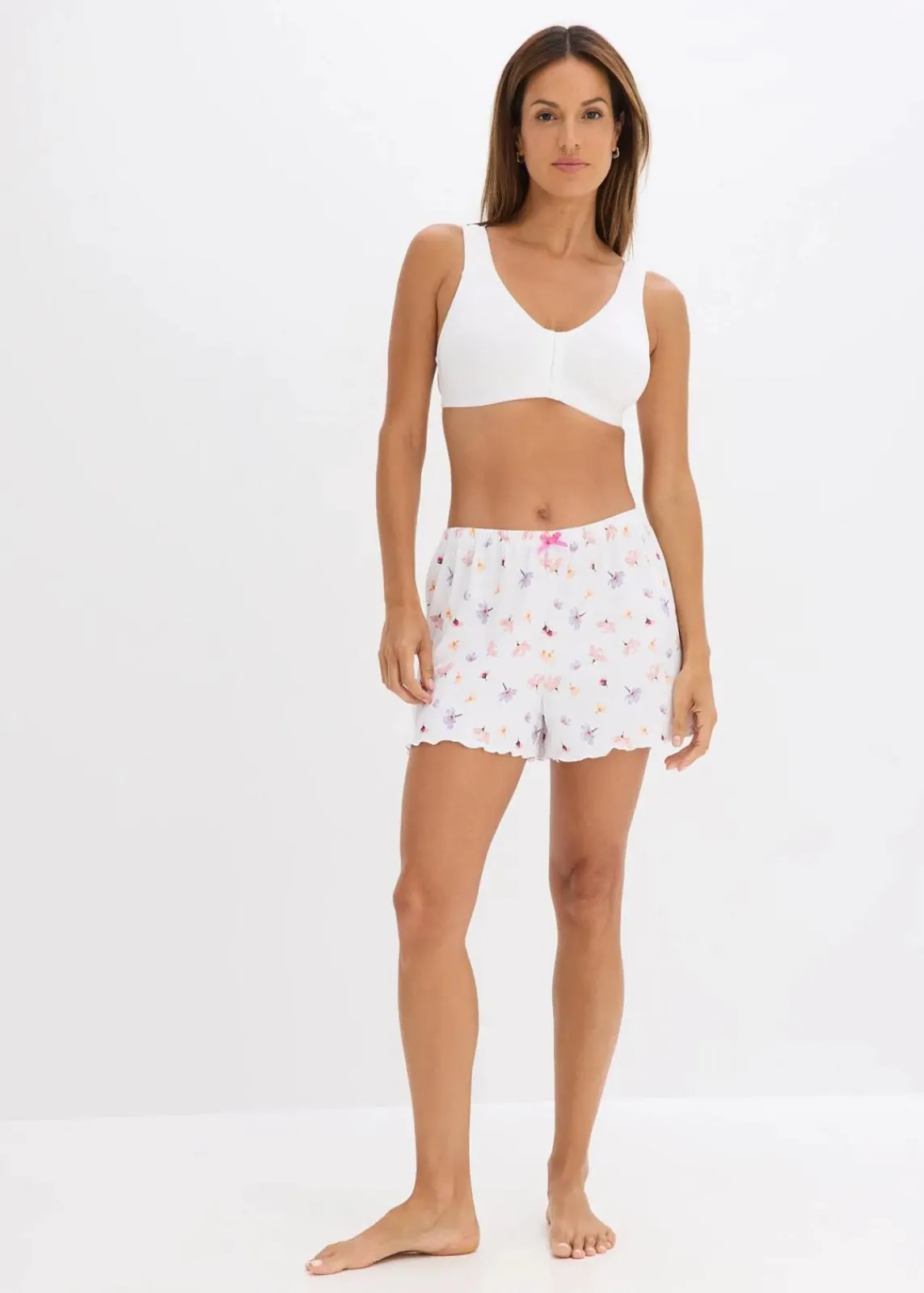 bonprix Große Cups D-H|Nachhaltigere Materialien^Vorderverschluss-BH ohne Bügel mit Bio-Baumwolle (2er Pack) lachsrosa + weiß