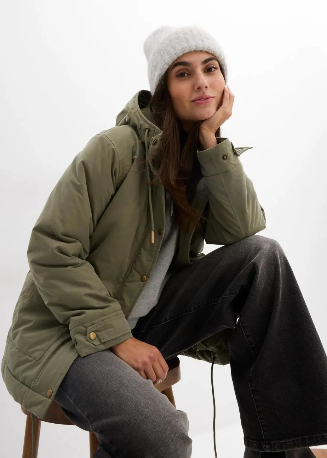 bonprix Jacken & Mäntel|Bekleidung·Hosen^Warm wattierter Parka oliv