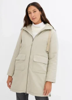 bonprix Jacken & Mäntel|Bekleidung·Hosen^warm wattierter Winterparka mit Teddyfutter in Kapuze mattschilf