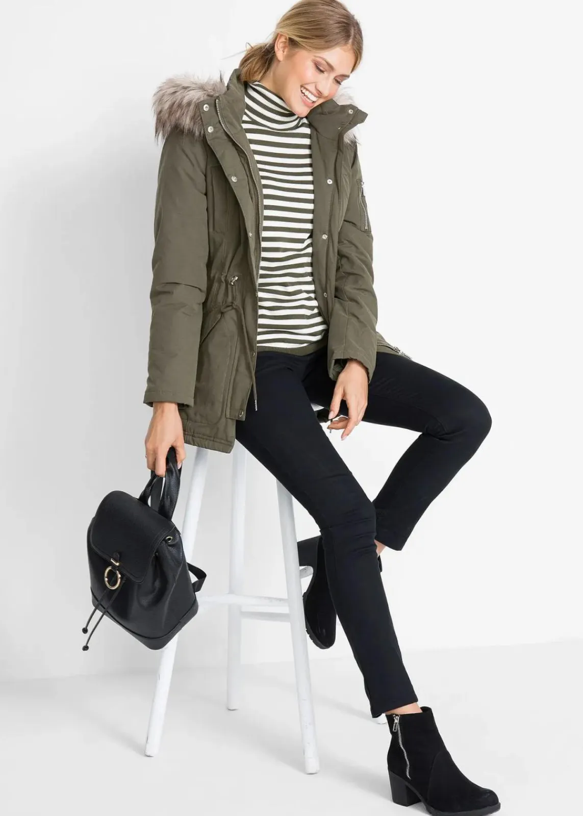 bonprix Jacken & Mäntel|Bekleidung·Hosen^Warmer Parka, gefüttert dunkeloliv