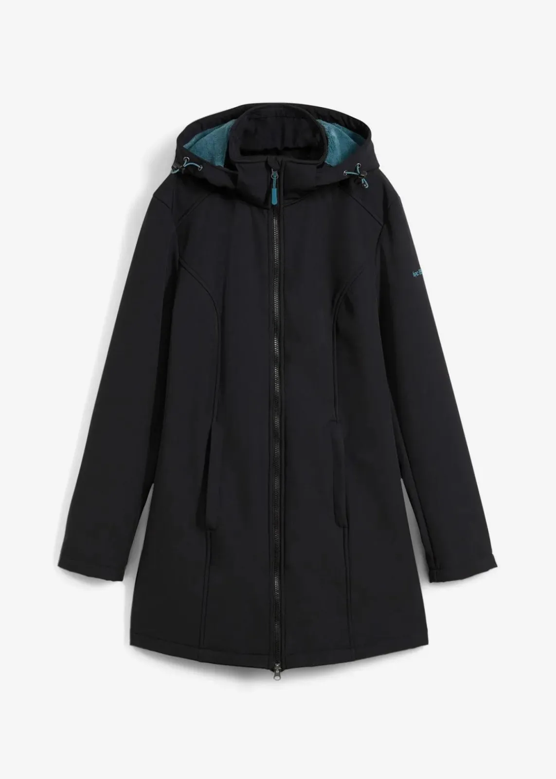 bonprix Jacken & Mäntel|Bekleidung·Hosen^wasserabweisende Funktions-Softshell-Longjacke, Kuschelfleece schwarz