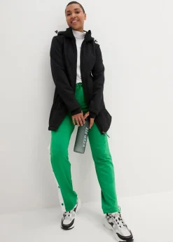 bonprix Jacken & Mäntel|Bekleidung·Hosen^wasserabweisende Funktions-Softshell-Longjacke, Kuschelfleece schwarz
