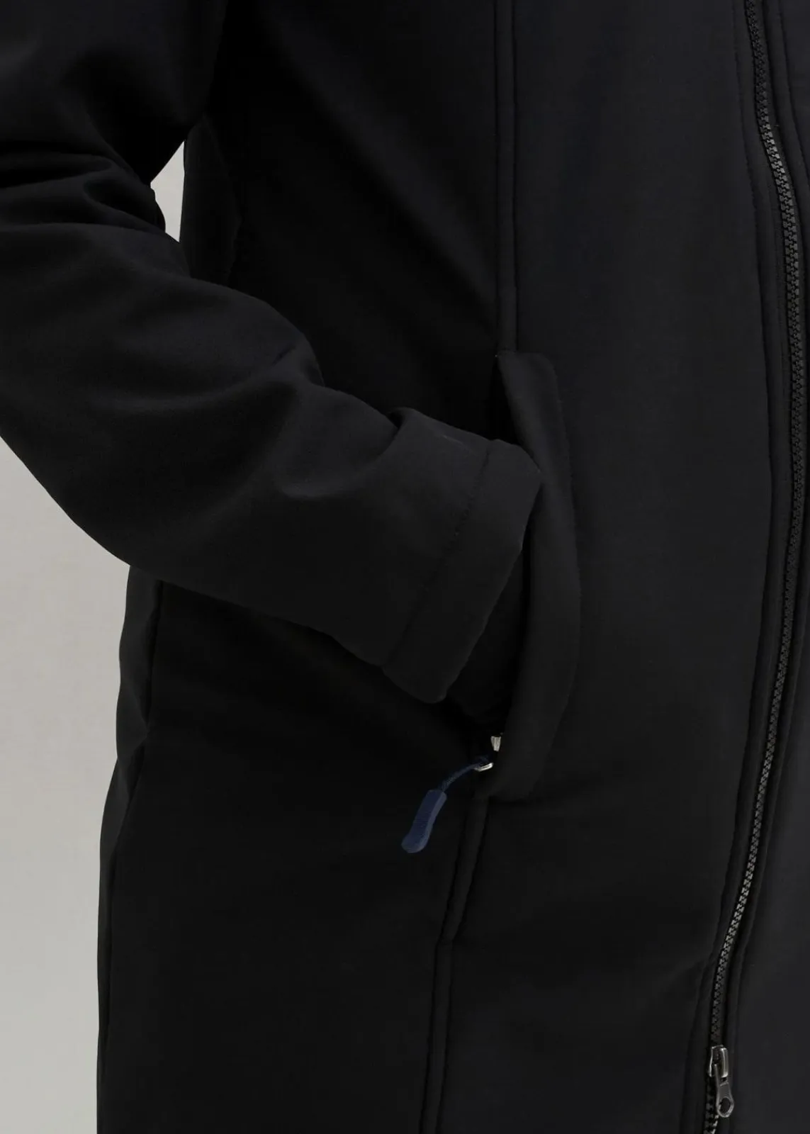 bonprix Jacken & Mäntel|Bekleidung·Hosen^wasserabweisende Funktions-Softshell-Longjacke, Kuschelfleece schwarz