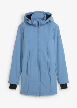 bonprix Bekleidung·Hosen|Jacken & Mäntel^wasserabweisende Funktions-Softshell-Longjacke, Kuschelfleece jeansblau