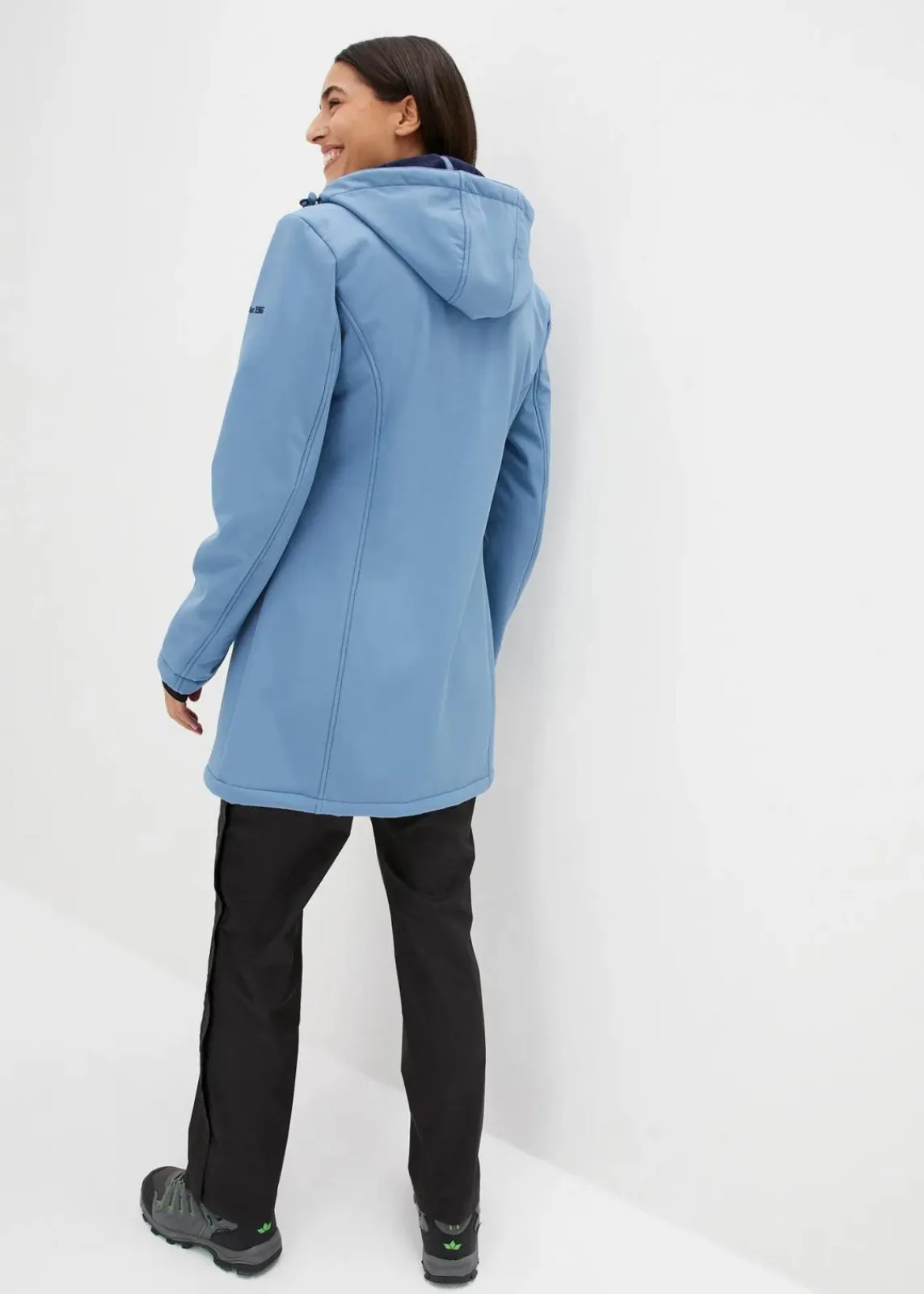 bonprix Bekleidung·Hosen|Jacken & Mäntel^wasserabweisende Funktions-Softshell-Longjacke, Kuschelfleece jeansblau