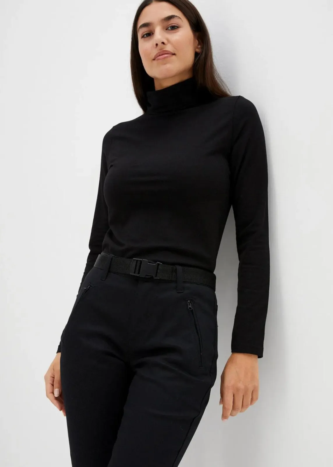 bonprix Outdoorbekleidung|Sportbekleidung^Wasserabweisende Funktionshose aus Stretch-Twill mit Gürtel schwarz