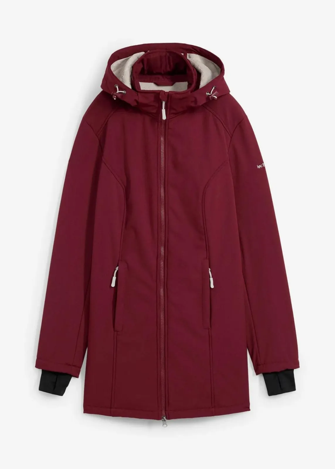 bonprix Jacken & Mäntel|Bekleidung·Hosen^wasserabweisende Funktions-Softshell-Longjacke, Kuschelfleece ahornrot