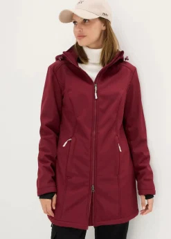 bonprix Jacken & Mäntel|Bekleidung·Hosen^wasserabweisende Funktions-Softshell-Longjacke, Kuschelfleece ahornrot