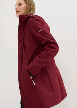 bonprix Jacken & Mäntel|Bekleidung·Hosen^wasserabweisende Funktions-Softshell-Longjacke, Kuschelfleece ahornrot