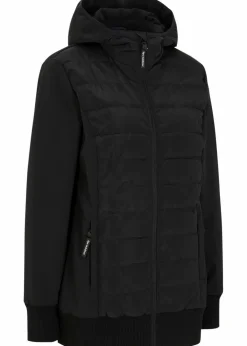 bonprix Bekleidung·Jumpsuits|Bekleidung·Sweat^wasserabweisende, hybrid Steppjacke mit Materialmix schwarz