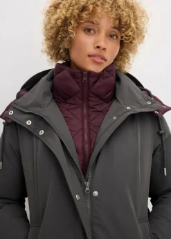 bonprix Bekleidung·Hosen|Jacken & Mäntel^Wasserabweisende Outdoorjacke, 2in1-Optik anthrazit