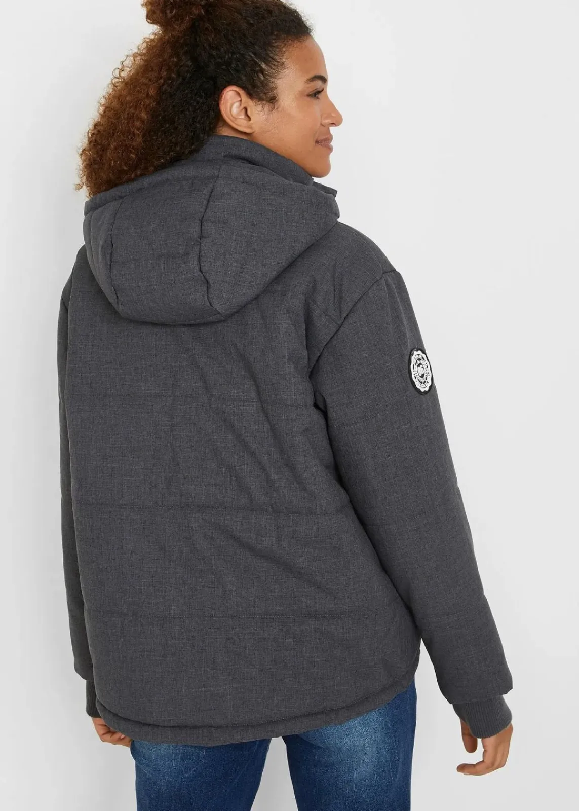 bonprix Bekleidung·Hosen|Jacken & Mäntel^wasserabweisende Outdoor-Steppjacke, Oversized anthrazit meliert