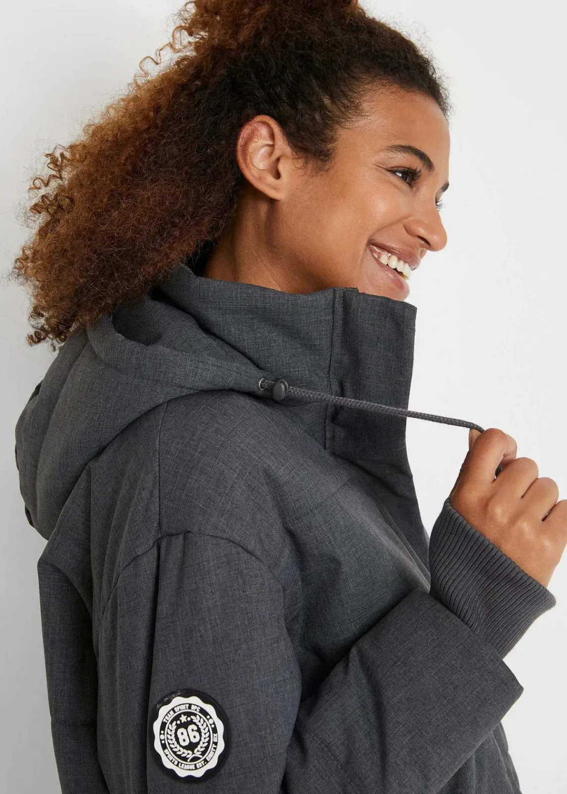 bonprix Bekleidung·Hosen|Jacken & Mäntel^wasserabweisende Outdoor-Steppjacke, Oversized anthrazit meliert