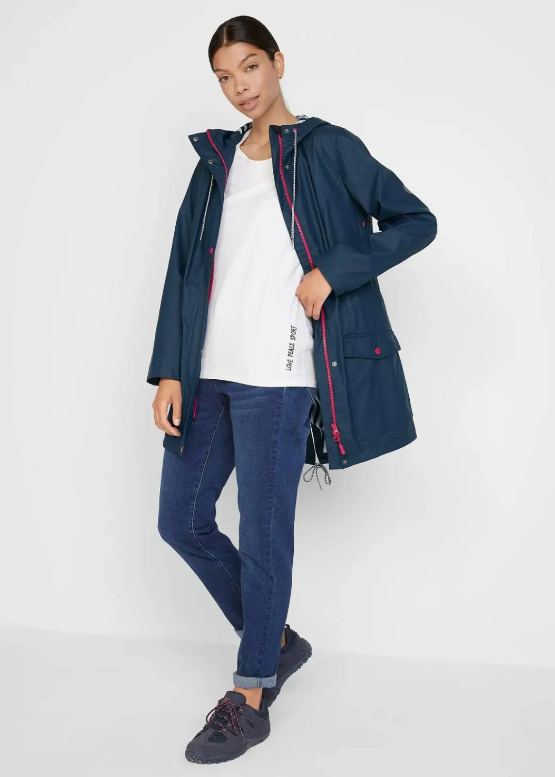 bonprix Bekleidung·Hosen|Jacken & Mäntel^wasserabweisende Regenjacke dunkelblau