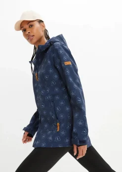 bonprix Bekleidung·Hosen|Jacken & Mäntel^Wasserabweisende Softshelljacke mit Blumenmuster dunkelblau geblümt