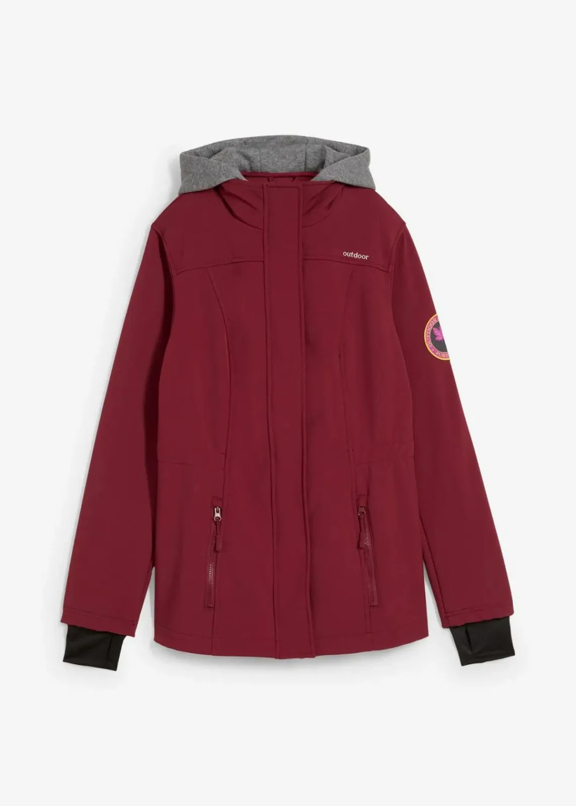 bonprix Jacken & Mäntel|Bekleidung·Hosen^wasserabweisende Softshell-Longjacke, 2 in 1-Optik bordeaux