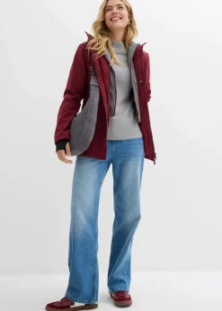 bonprix Jacken & Mäntel|Bekleidung·Hosen^wasserabweisende Softshell-Longjacke, 2 in 1-Optik bordeaux
