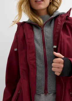 bonprix Jacken & Mäntel|Bekleidung·Hosen^wasserabweisende Softshell-Longjacke, 2 in 1-Optik bordeaux
