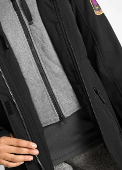 bonprix Bekleidung·Hosen|Jacken & Mäntel^wasserabweisende Softshell-Longjacke, 2 in 1-Optik schwarz