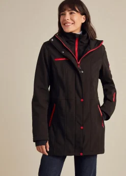 bonprix Bekleidung·Hosen|Jacken & Mäntel^wasserabweisende Stretch-Softshell-Longjacke schwarz